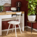 white gloss dressing table small desk console hallway scandi