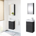 bathroom wall cabinets set in ash black, wall bathroom units