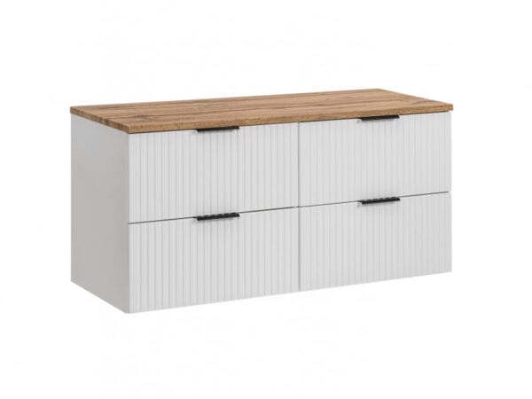 Oak Ribbed Vanity Unit Double Sink Vanity 120cm Unit White Ribbed Oak Effect Worktop