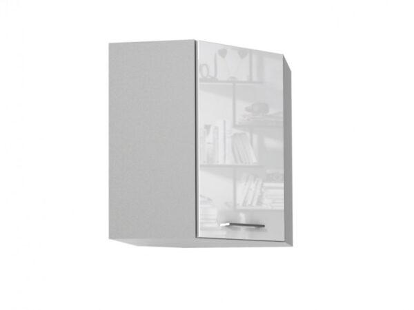 Kitchen Corner Wall Unit L Shaped Cabinet Storage Cupboard White High Gloss - Ella