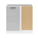 Corner Kitchen Cabinet 1000mm Modern Freestanding Base Unit 100cm Right White / Grey Gloss - Junona