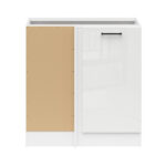 Corner Kitchen Cabinet 1000mm Modern Freestanding Base Unit 100cm Left White / Chalk Gloss - Junona
