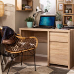 oak desk with drawers and storage cabinet deep computer table