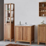 Bathroom Furniture Set 800mm Vanity Sink Cabinet Freestanding Tallboy Unit Oak Finish - Classic Oak