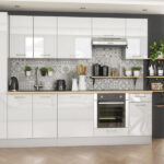 Scandi Kitchen Unit 9 Cupboards Oven Housing Larder Set 280cm White High Gloss - Ella