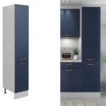 400mm Larder Unit Midnight Blue Tall Kitchen Cupboard Slim Narrow Pantry Cabinet Dark Navy Storage -  Nora