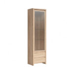 Modern Glass Display Cabinet Tall Unit Dresser in Sonoma Oak Effect - Kaspian
