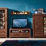 modern farmhouse living room furniture oak tv unit glass display cabinets