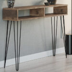 Slim Desk Hairpin Console Computer Table Hallway Home Office Industrial Loft Metal Legs Dark Oak 110cm - Mare