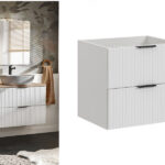 White 600mm bathroom vanity unit, wall floating bathroom cabinet with drawers
