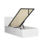 Single Ottoman Bed Frame Euro 90cm Gas Lift Up Storage White Gloss Modern Sturdy - Tetrix