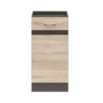 Modern Freestanding Kitchen Cabinet 400mm Base Cupboard Unit 40cm Left Hand Wenge/Oak Effect - Junona