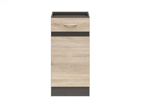 Modern Freestanding Kitchen Cabinet 400mm Base Cupboard Unit 40cm Left Hand Wenge/Oak Effect - Junona
