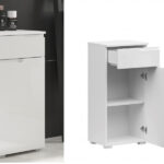 floor bathroom cabinet white gloss drawer unit
