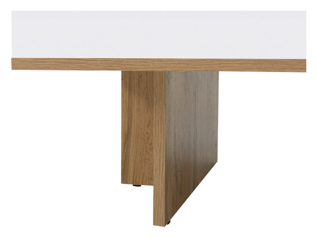 120cm Coffee Table with Storage Shelf Modern Rectangular Open Shelving White Gloss and Oak - Zele
