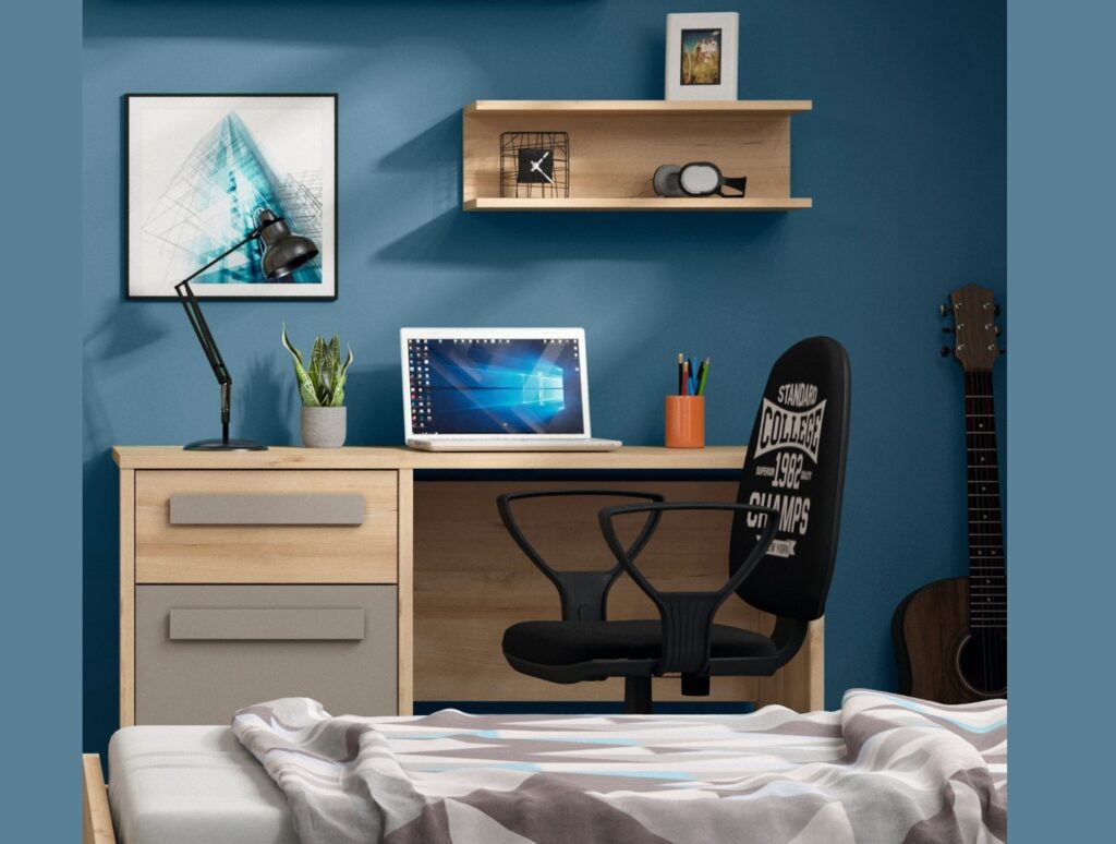 120cm Desk with Drawer and Storage Cupboard Modern Office Study Youth Room Beech Effect Grey - Namek