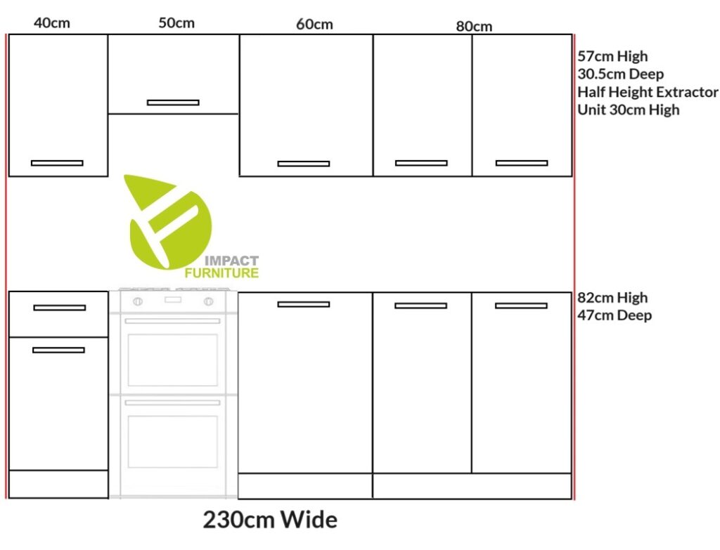 Kitchen Cabinet Set Modern Freestanding Cupboards 7 Units 230cm Chalk White Gloss Kitchenette - Junona