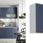 kitchen wall cabinet 300mm unit cupboard navy dark blue slim narrow storage cabinet modern affordable quality kitchen furniture with copper handles