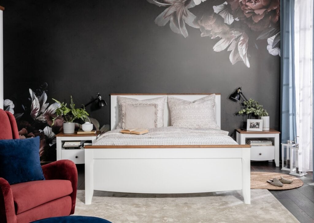 4 Door Wardrobe with Drawers Quad Bedroom Storage Shelves Hanging Rail Solid Dark Wood with White Gloss - Kalio