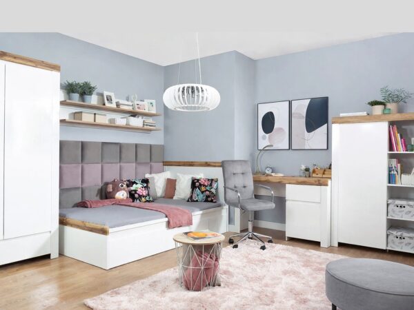 4 piece white kids bedroom furniture set with small double bed bed 2 door wardrobe scandi style