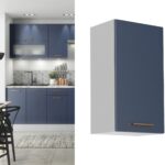 kitchen wall cabinet 400mm unit cupboard navy dark blue slim narrow storage cabinet modern affordable quality kitchen furniture with copper handles