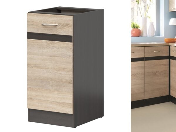 400mm Kitchen Base Unit Cabinet Right Door 40cm Cupboard WengeOak Effect Junona