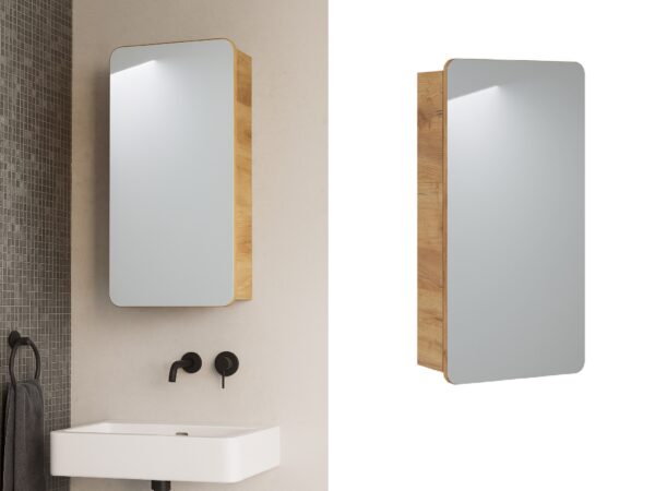 400mm small bathroom mirror cabinet wall storage with shelf narrow slim modern design