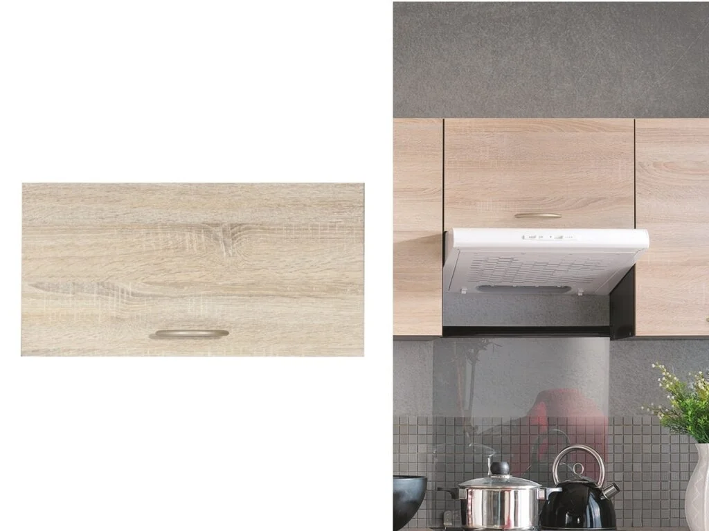500mm Kitchen Extractor Housing Wall Unit Cabinet Half Height Door 50cm Dark Wood Wenge / Oak Effect - Junona