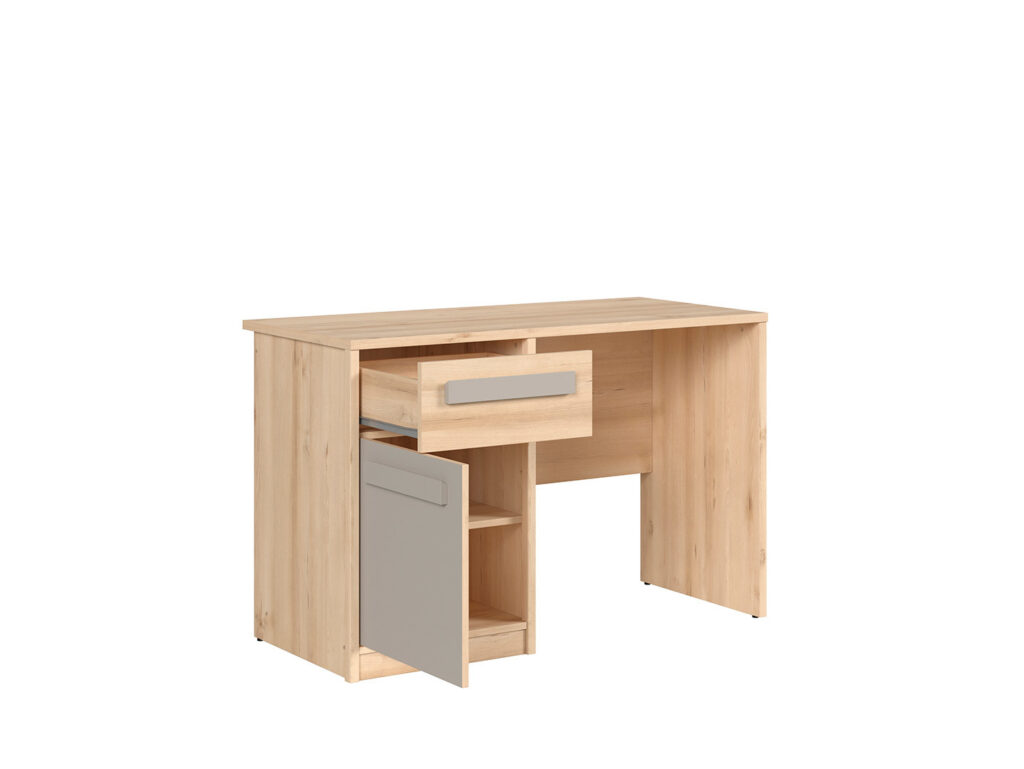 120cm Desk with Drawer and Storage Cupboard Modern Office Study Youth Room Beech Effect Grey - Namek