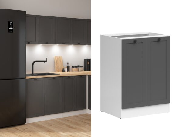 600mm kitchen base unit dark grey shaker cabinet