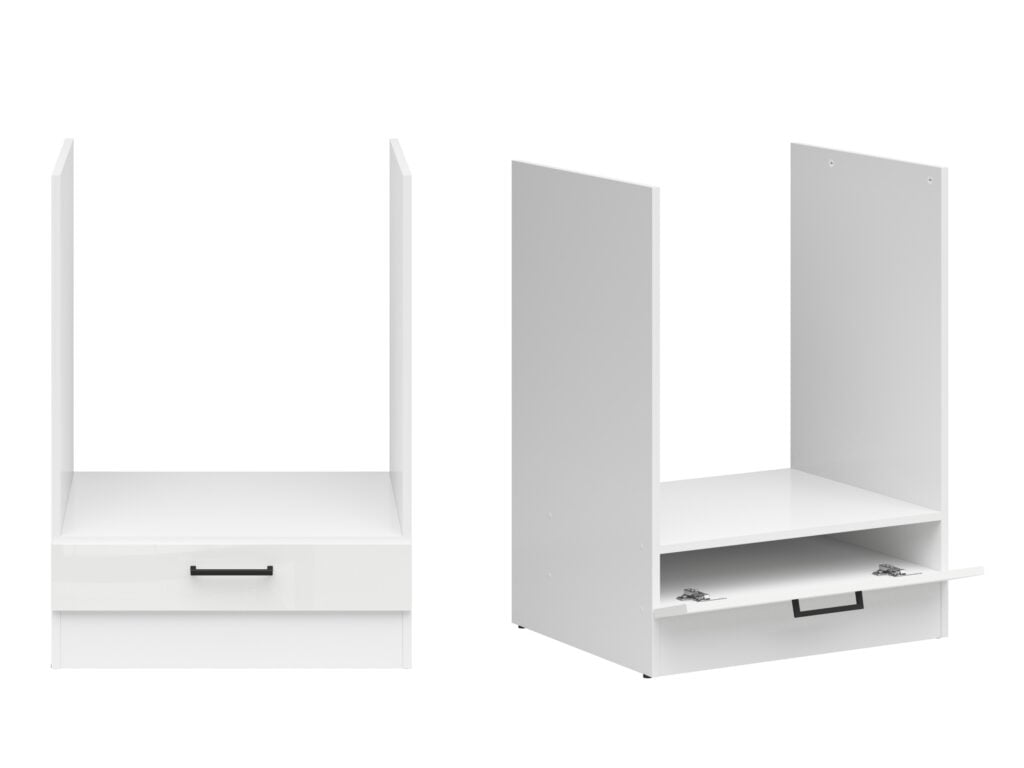 Single Oven Housing Unit Kitchen Cabinet 600mm Modern Freestanding with Storage 60cm Chalk White Gloss - Junona