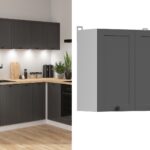 kitchen wall unit 600mm cabinet wall cupboard shaker dark grey budget affordable kitchen