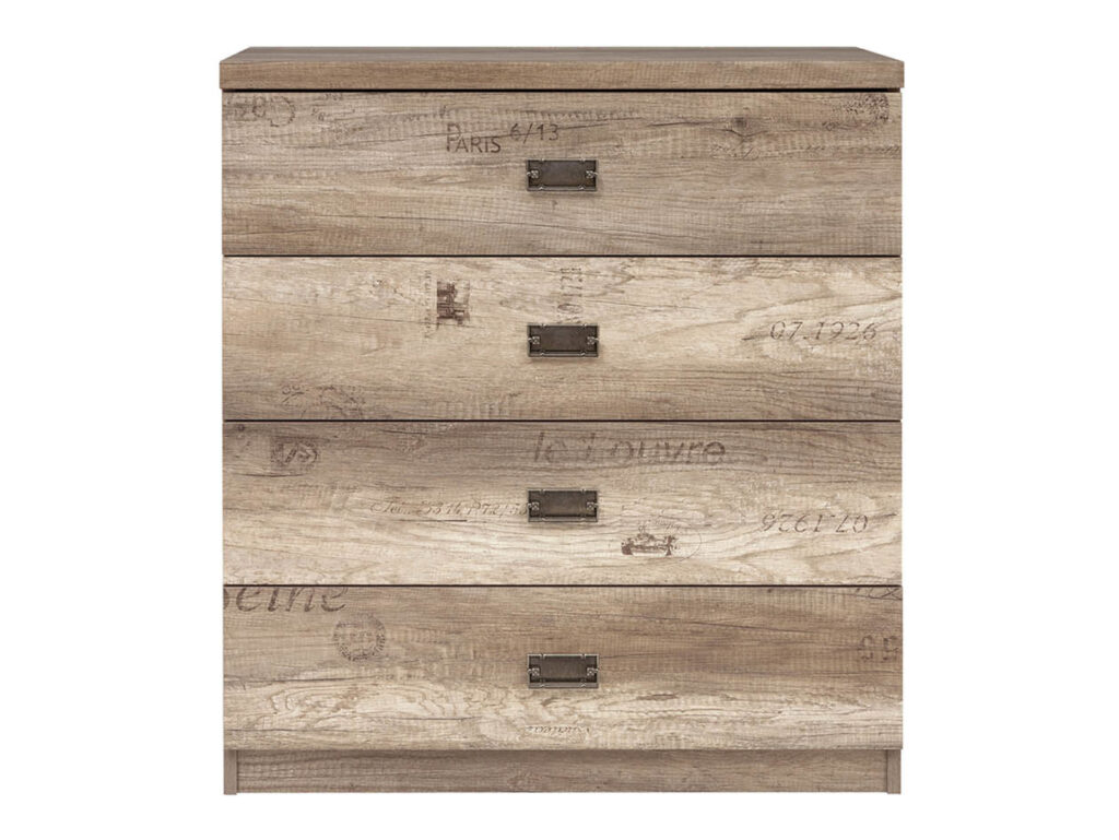 80cm Wide Chest of Drawers Bedroom Living Room Storage Unit 4 Drawers Rustic Oak and Grey - Malcolm