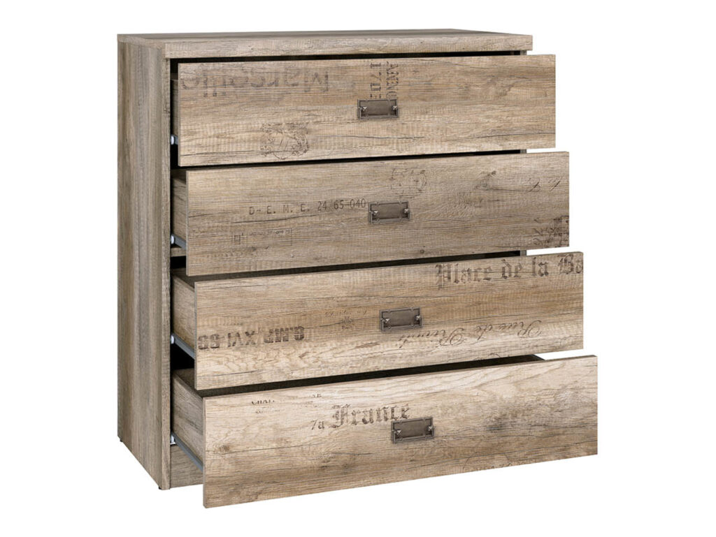 80cm Wide Chest of Drawers Bedroom Living Room Storage Unit 4 Drawers Rustic Oak and Grey - Malcolm