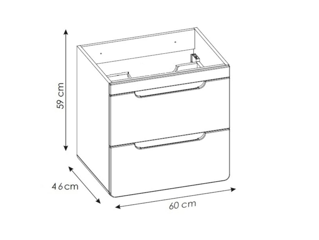 Wall Hung Vanity Unit with Drawers Oak Effect and White Gloss Floating Bathroom Cabinet - Aruba
