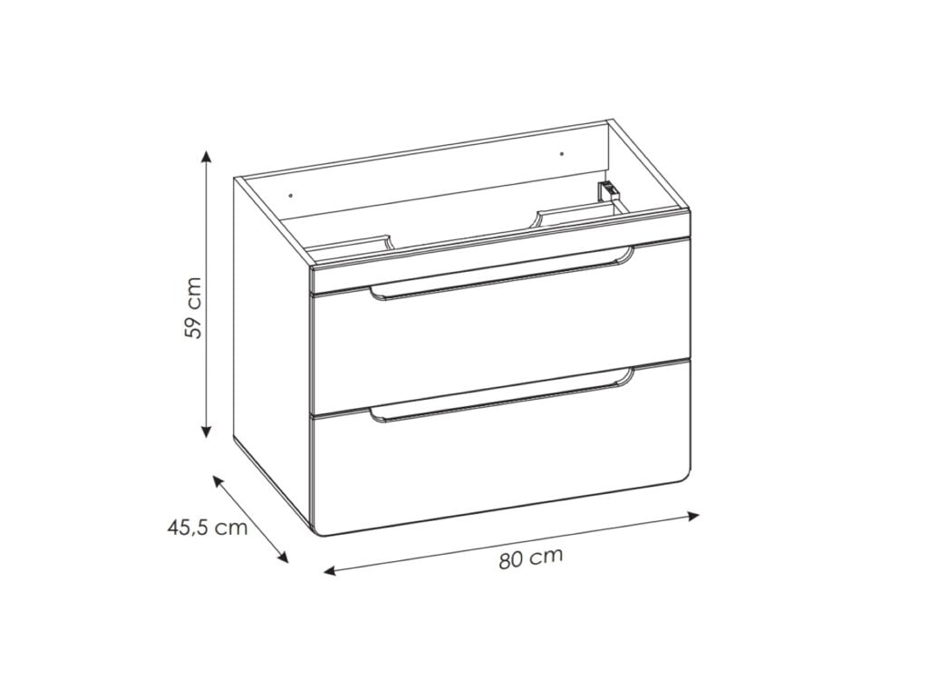 Wall Bathroom Vanity Unit with Sink 800mm Cabinet with Drawers Modern White Gloss and Oak Storage - Aruba