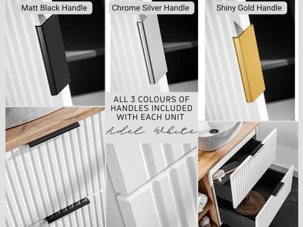 Tall Bathroom Cabinet White Slim Narrow Storage Unit Ribbed Fluted Door Floating Furniture - Adel
