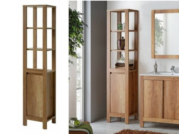 CLASSIC 800 Tall bathroom Storage Cabinet Classic oak Effect Collage