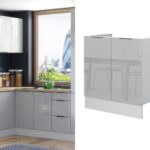 kitchen sink cabinet sink base unit with doors 800mm kitchen under sink cabinet light grey gloss modern handless affordable kitchen furniture