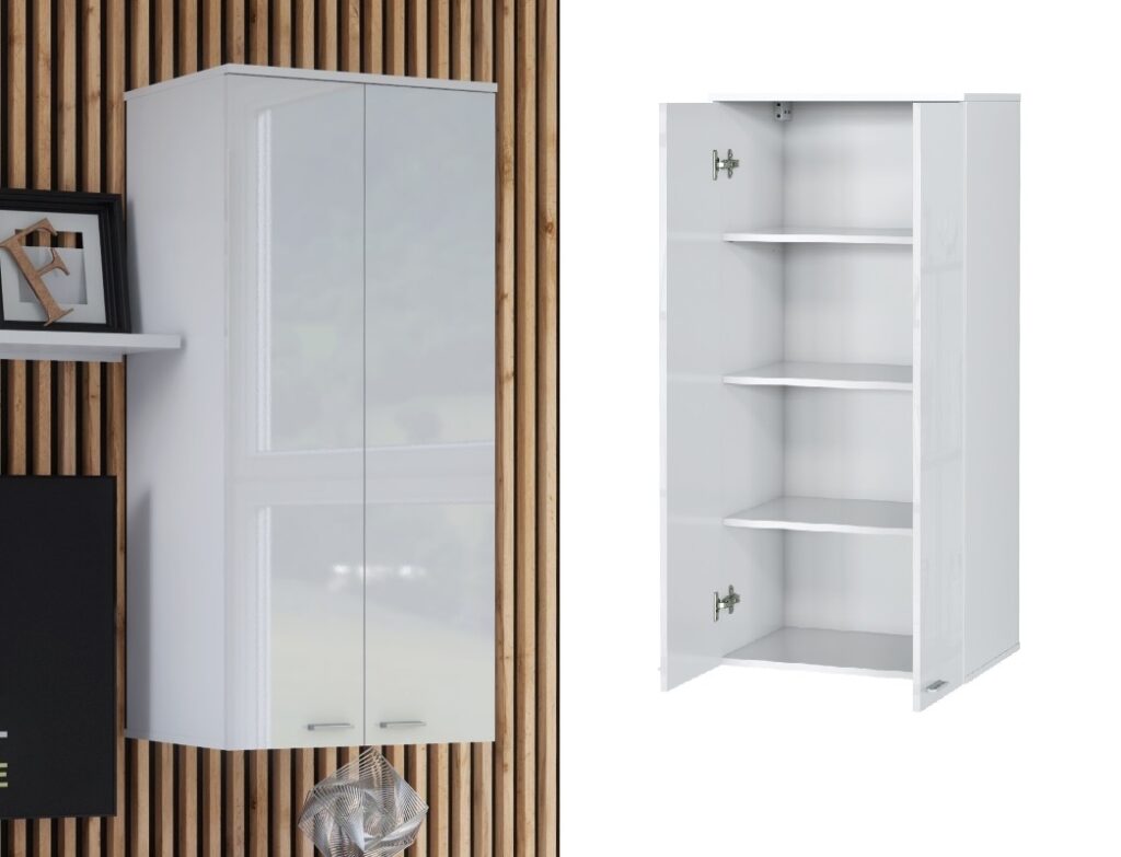 White Gloss Wall Unit Tall Cabinet Storage Living Room Bedroom Furniture – Sol