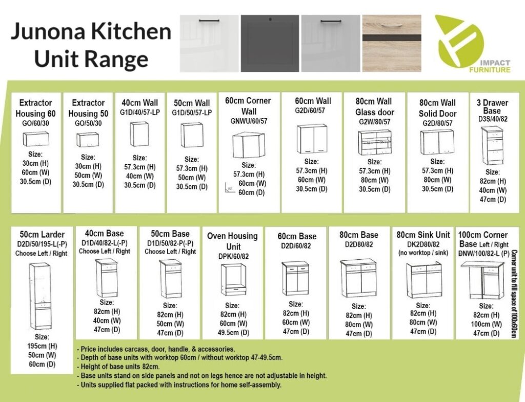 Kitchen Oven Housing Cabinet 600mm Modern Freestanding Unit 60cm Shaker Dark Grey - Junona