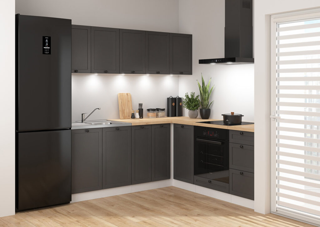 Kitchen Wall Cabinet 500mm Unit Modern Cupboard 50cm 1 Door Shaker Dark Grey - Junona