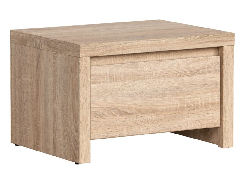 Bedroom Furniture Set Euro 140cm Double Bed Frame Solid Wood Slats 2 Bedsides Sonoma Oak Effect - Kaspian