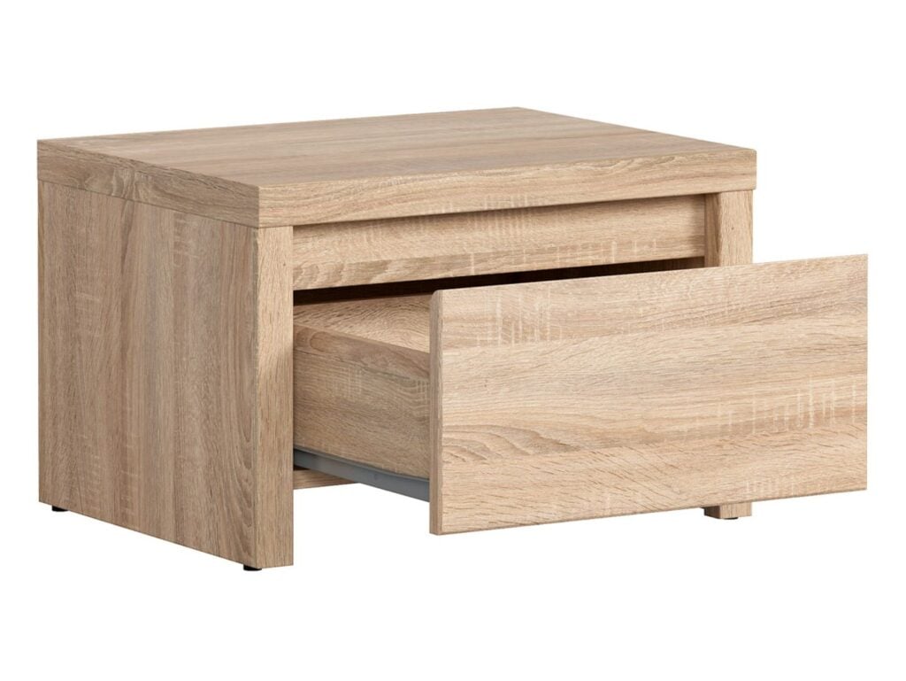 Bedroom Furniture Set Euro 140cm Double Bed Frame Solid Wood Slats 2 Bedsides Sonoma Oak Effect - Kaspian