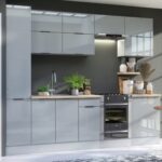 Kitchen Cabinets Cupboards 11 Unit Slim 400 Larder DIY Set 280cm Light Grey Gloss – Star