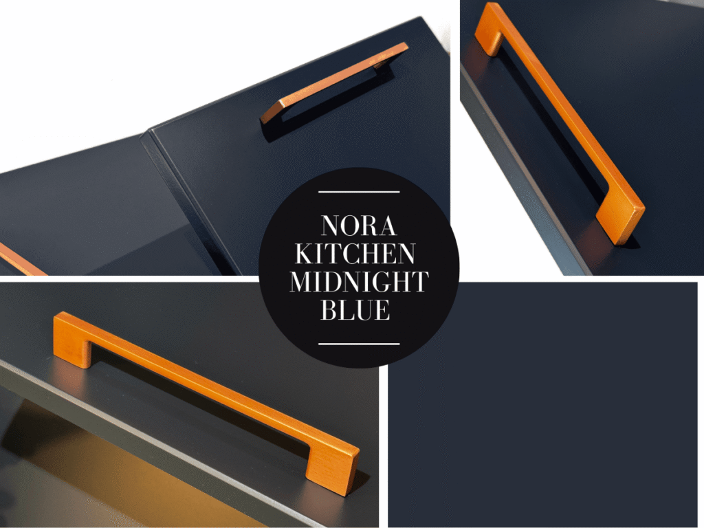 Kitchen Cabinet Pull Out Storage Basket 200mm Unit Navy Dark Blue Freestanding  Base  – Nora