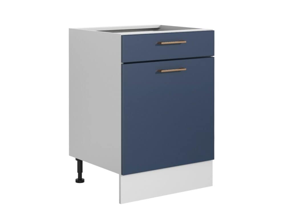 Kitchen Cabinets Set Dark Blue 9 Units Tall Oven Housing Glass Wall Display 300cm Full Package - Nora