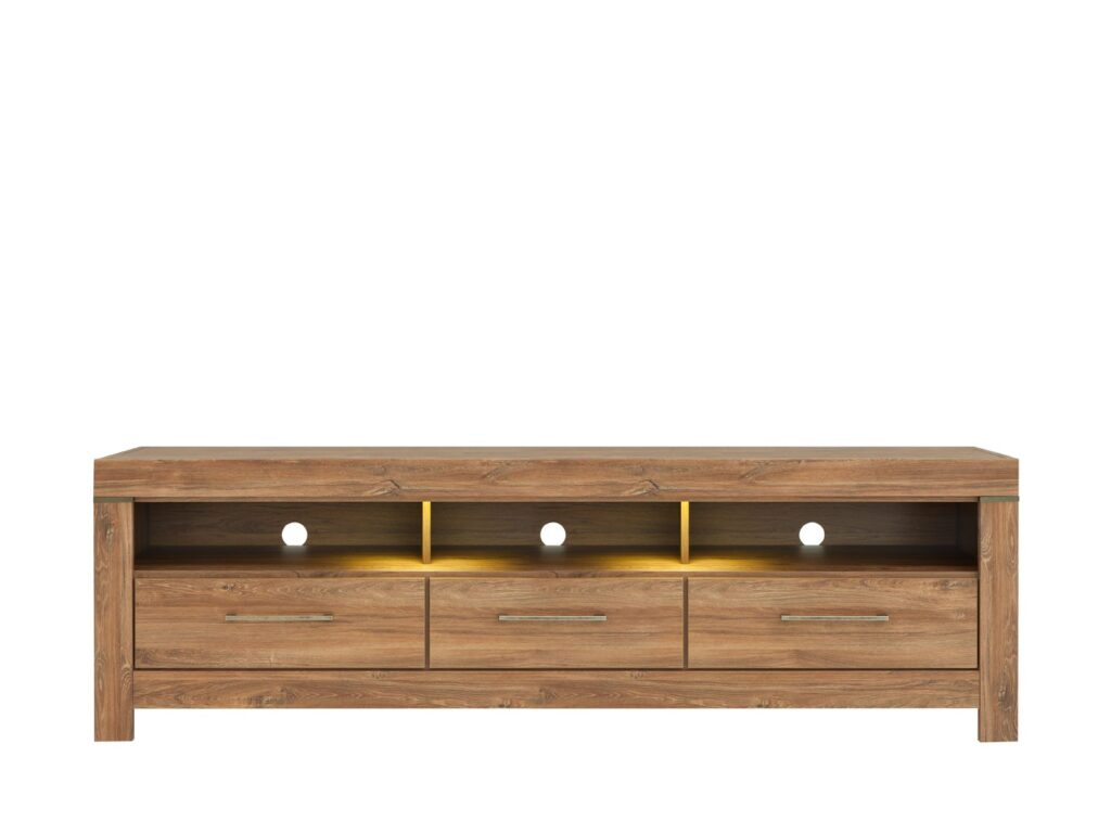 Modern Living Room Furniture Set 4 Piece Farmhouse Style with LED Lights Oak Effect - Gent