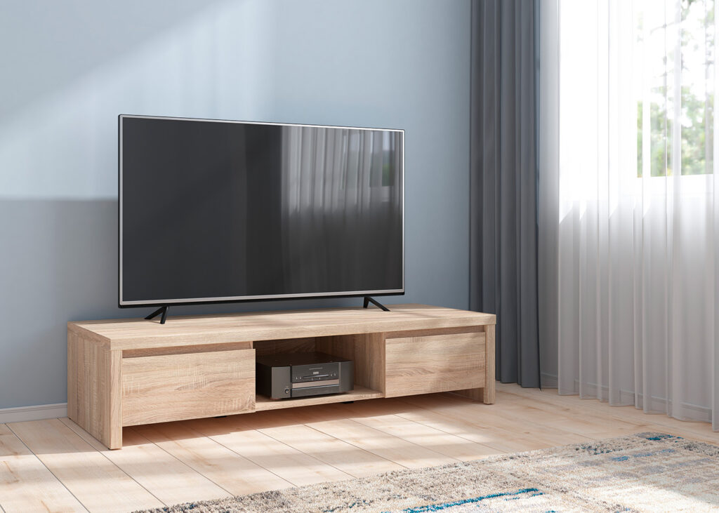 Modern Living Room Furniture Set Sonoma Oak TV Stand Sideboard Glass Cabinet Wall Shelf - Kaspian