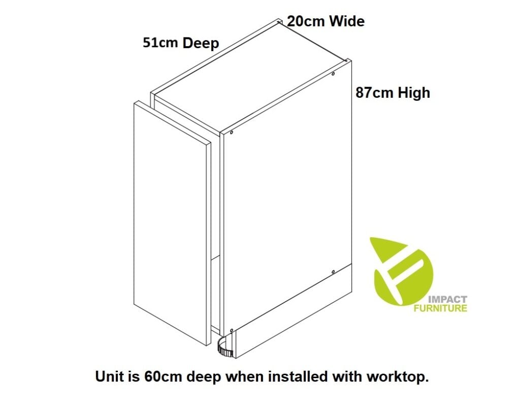 Kitchen Unit Pull Out Storage Basket Freestanding 200mm Cabinet Light Grey Gloss Base Cupboard - Star